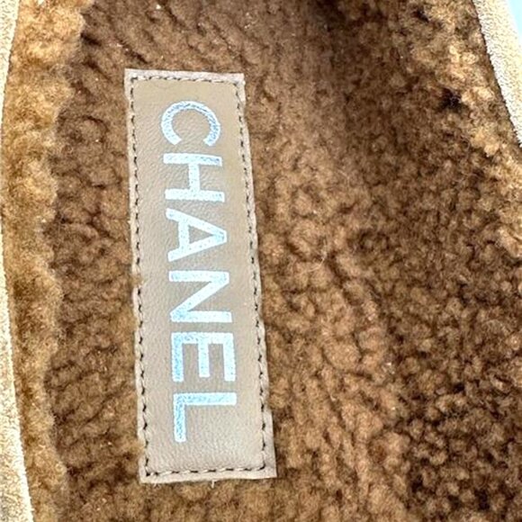 CHANEL REV Shearling Lined Suede Calfskin CC Loafers Moccasins Flat Shoes - Picture 12 of 15